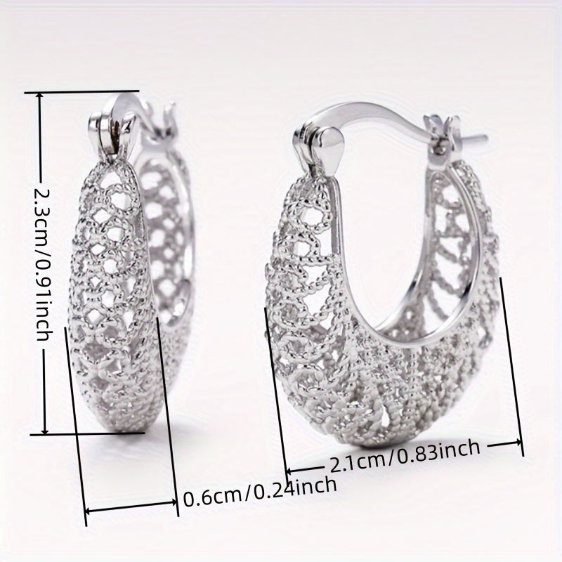 Bohemian Ethnic 925 Silver Plated Vintage Hollow Flower Rattan Earrings Ladies Personality Carved Earrings Bridal Wedding Party Jewelry