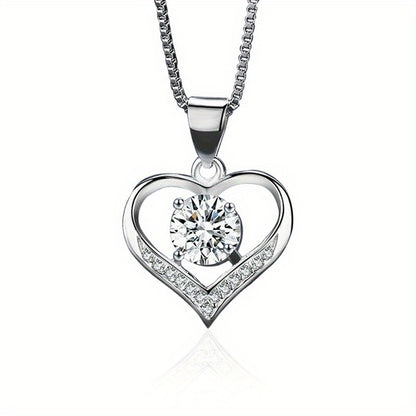 Exquisite Heart Pendant 925 Silver Plated Necklace Bridal Romantic Wedding Jewelry Anniversary Gift