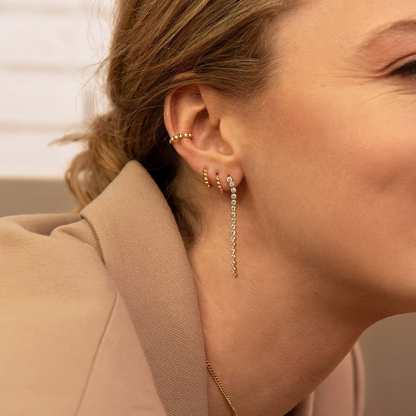 Elegant copper hoop earrings, suitable for women, simple and stylish, daily wear, nickel-free plating, suitable for all seasons, ideal for Ramadan celebrations