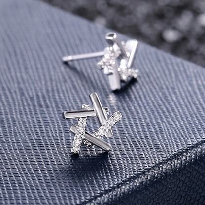 1 pair of shiny 925 silver-plated micro-paved Zirconia hollow star earrings for party bride proposal romantic ladies jewelry