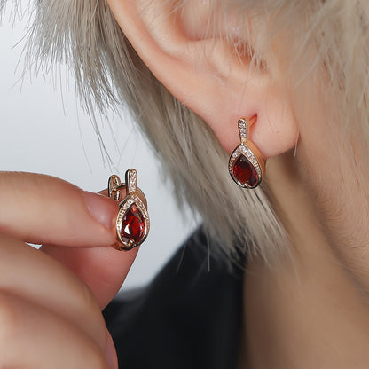 Exquisite Waterdrop zirconia Clip On Earrings 18K Gold Plated Multicolor zirconia Jewelry For Women