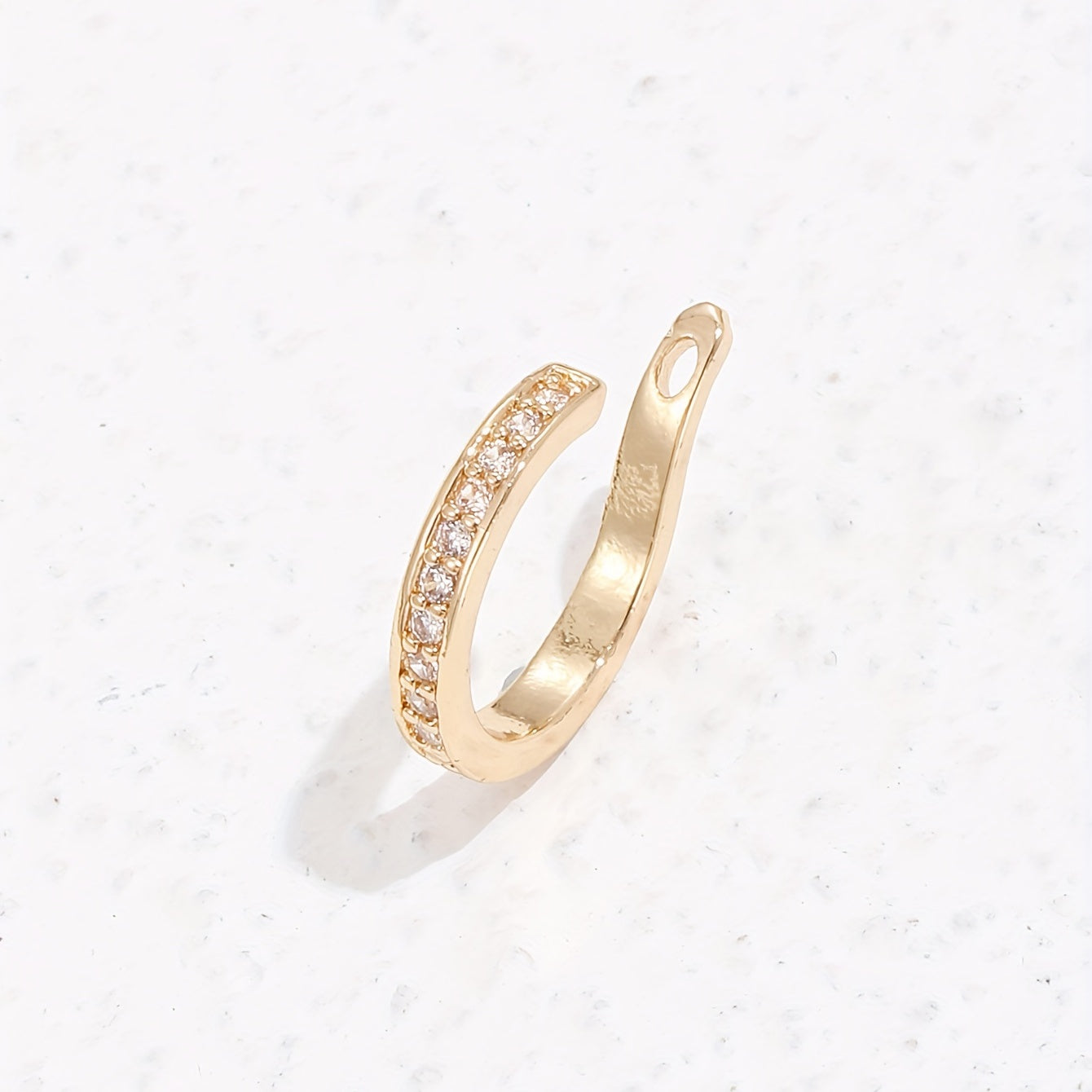 1 elegant 14K gold copper-plated earmuff with synthetic square crystal diamonds, simple and stylish design, suitable for women, daily and gift wear, Spring Festival accessories, four seasons jewelry