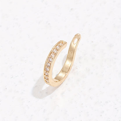 1 elegant 14K gold copper-plated earmuff with synthetic square crystal diamonds, simple and stylish design, suitable for women, daily and gift wear, Spring Festival accessories, four seasons jewelry