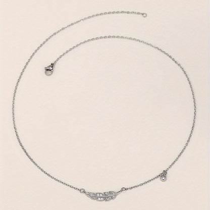 Bohemian Faux Crystal Angel Wings 925 Silver Plated Pendant Necklace Ladies Party Accessories Collarbone Chain