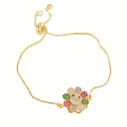 Europe and the United States cross-border simple rotatable flower color retention pure copper gold-plated bracelet design sense, engage in a few non-fading jewelry