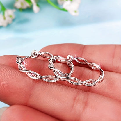 Creative Design Twisted 925 Silver Plated Women's Ring Earrings Bridal Wedding Accessories Valentine's Day Gifts Fashion Jewelry