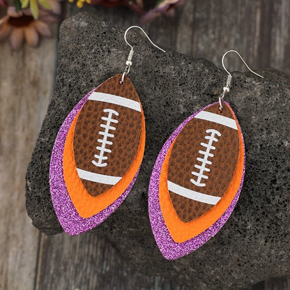 1 pair of sparkling football design pendant earrings, suitable for daily wear and party accessories, perfect for decorating sports enthusiasts