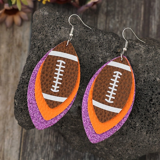 1 pair of sparkling football design pendant earrings, suitable for daily wear and party accessories, perfect for decorating sports enthusiasts