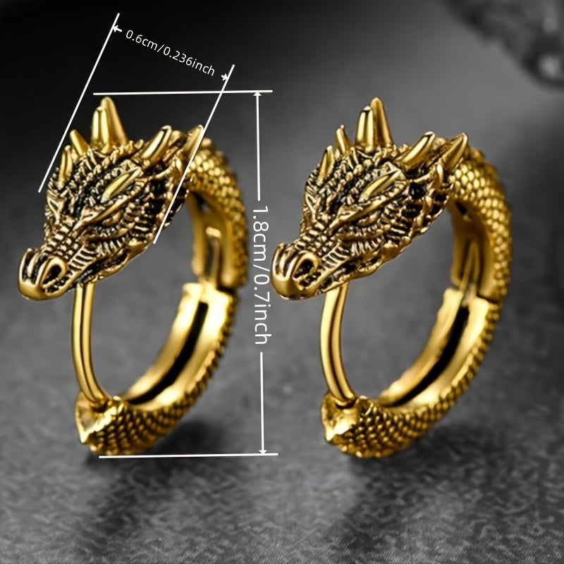 dragon earrings, gothpunk animal theme, copper nickel-plated lead-free, suitable for everyday and party occasions, Halloween accessories - a pair