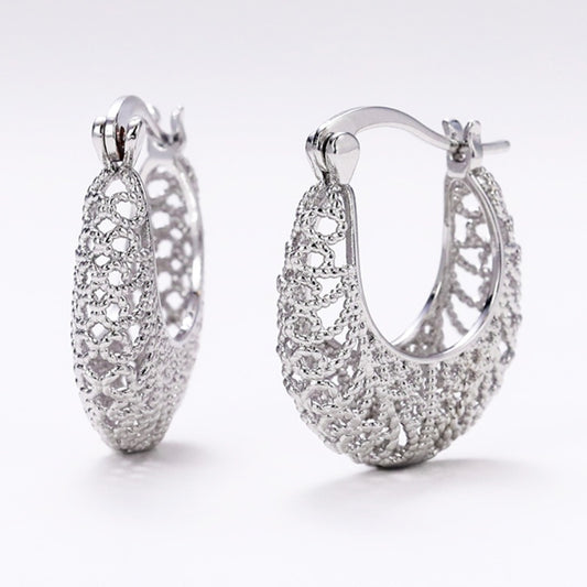 Bohemian Ethnic 925 Silver Plated Vintage Hollow Flower Rattan Earrings Ladies Personality Carved Earrings Bridal Wedding Party Jewelry
