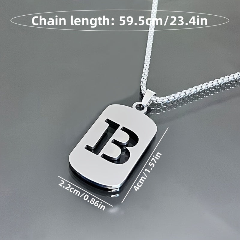 1 piece initial pendant necklace, 201 stainless steel, hollow design, non-fading, stylish punk street hip-hop accessories, unisex sweater chain
