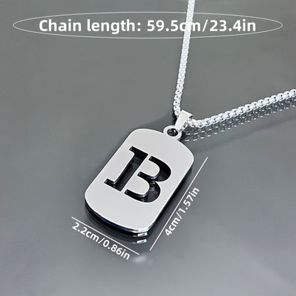 1 piece initial pendant necklace, 201 stainless steel, hollow design, non-fading, stylish punk street hip-hop accessories, unisex sweater chain
