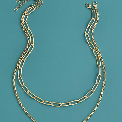 Fashion chain necklace, adjustable hip-hop collarbone chain set of 2 pieces