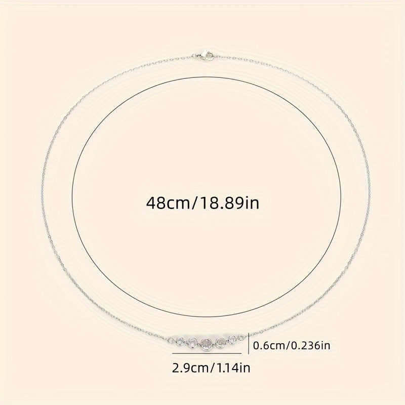 Ladies' elegant and simple five-stone cubic Zirconia pendant necklace, April birthday stone, carnival day wedding engagement wedding jewelry, copper plating process, all-season versatile chain