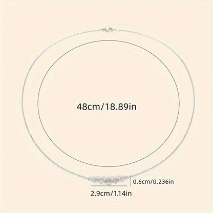 Ladies' elegant and simple five-stone cubic Zirconia pendant necklace, April birthday stone, carnival day wedding engagement wedding jewelry, copper plating process, all-season versatile chain