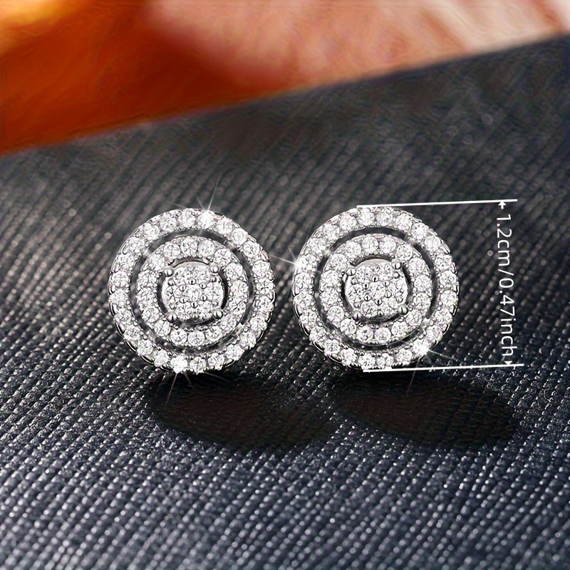 Elegant minimalist style faux diamond round stud earrings, suitable for women, April raw stone, copper matrix nickel-free plating, perfect for weddings and banquets, Valentine's Day gifts, all seasons