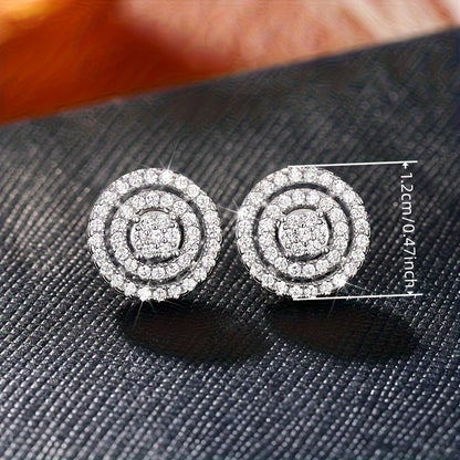 Elegant minimalist style faux diamond round stud earrings, suitable for women, April raw stone, copper matrix nickel-free plating, perfect for weddings and banquets, Valentine's Day gifts, all seasons