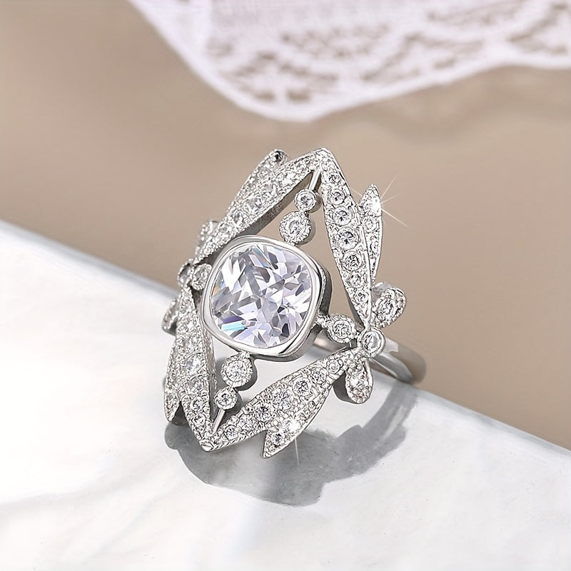 Delicate ring silver-plated Longfei design shop set with sparkling Zirconia, perfect anniversary birthday gift for your lover, imitation luxury jewelry