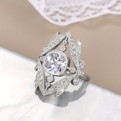 Delicate ring silver-plated Longfei design shop set with sparkling Zirconia, perfect anniversary birthday gift for your lover, imitation luxury jewelry