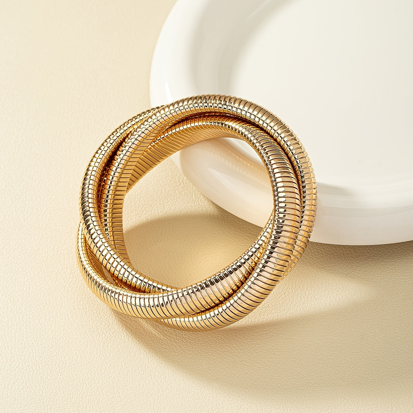 Punk style stacked three-layer cross-woven bracelet personalized bracelet Women's gift