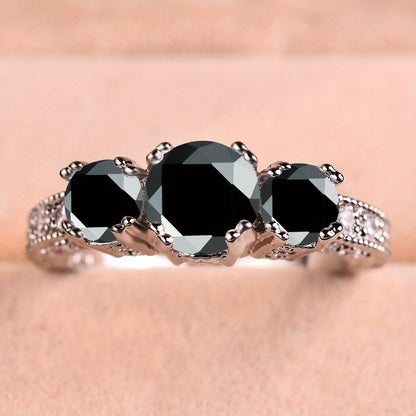 "Luxury Fine Silver Ring Fashion Ladies Three Stone Ring Zirconia Ring Bridal Engagement Wedding Ring Christmas Gift Accessories Jewelry"