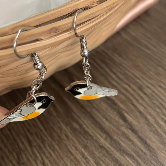 Cute Enamel Bird Design Dangle Earrings Retro Simple Style Alloy Jewelry Adorable Gift For Women Girls