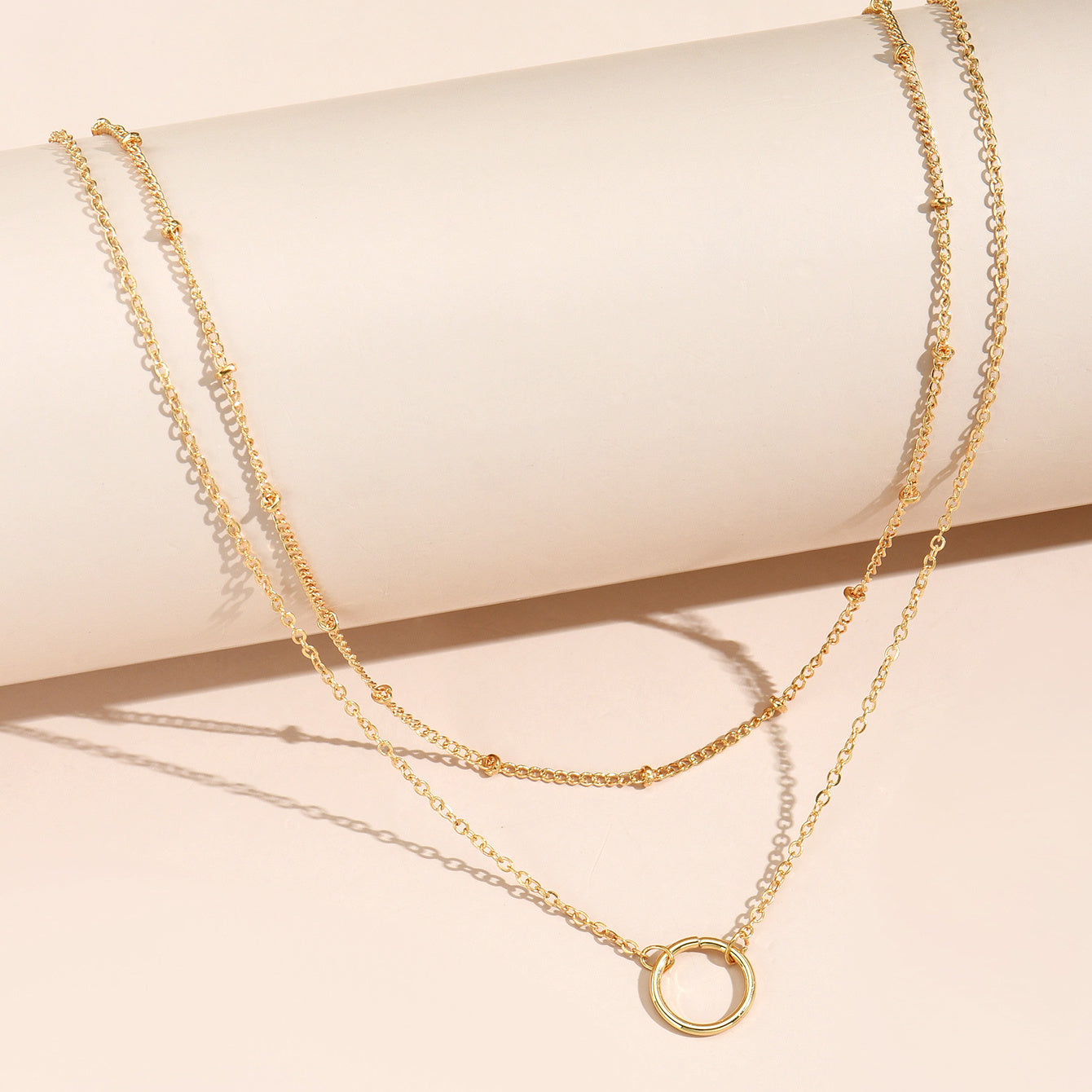 Delicate chain necklace with hollow round delicate adjustable neck chain, suitable for women