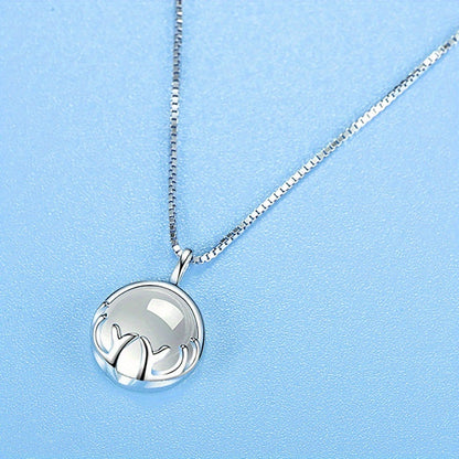 925 Silver Plated Moonstone Antlers Pendant Necklace Ladies Romantic Wedding Jewelry Gift