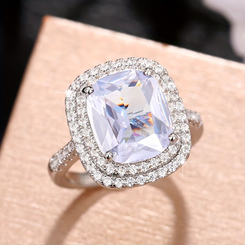 Big Pink Zircon Wedding Romantic Bridal Party Ring Valentine's Day Gift