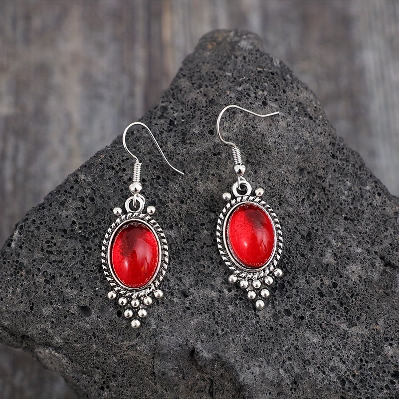 Vintage bohemian style alloy earrings, inlaid with crystal, iron ear needles, non-feather material, suitable for daily wear, suitable for all seasons