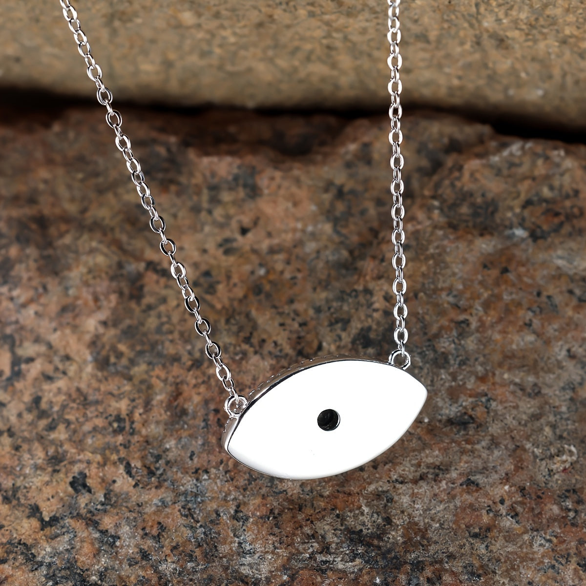 Bohemian Silver Opal Wicked Eye Pendant Necklace with Black Zircon - Perfect for Parties and Casual Dresses