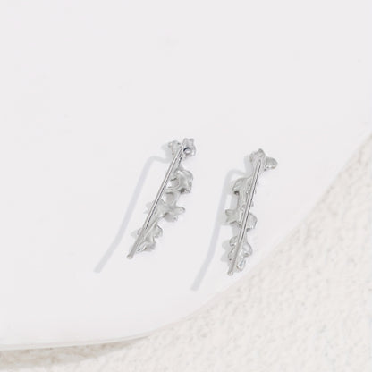 1 pair of exquisite irregular rhinestone leaf decorative ear clips for women's wedding party party gifts