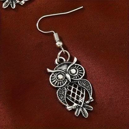 Bohemian Vintage Western Skeleton Owl Earrings, Zinc Alloy, Casual Attire, Vintage Style