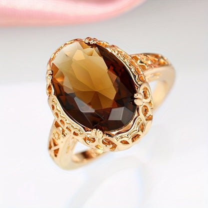 Vintage Plated 4 Prong Setting Oval Cut Emerald Gemstone Rings Bridal Wedding Party Fashion Rings For Women