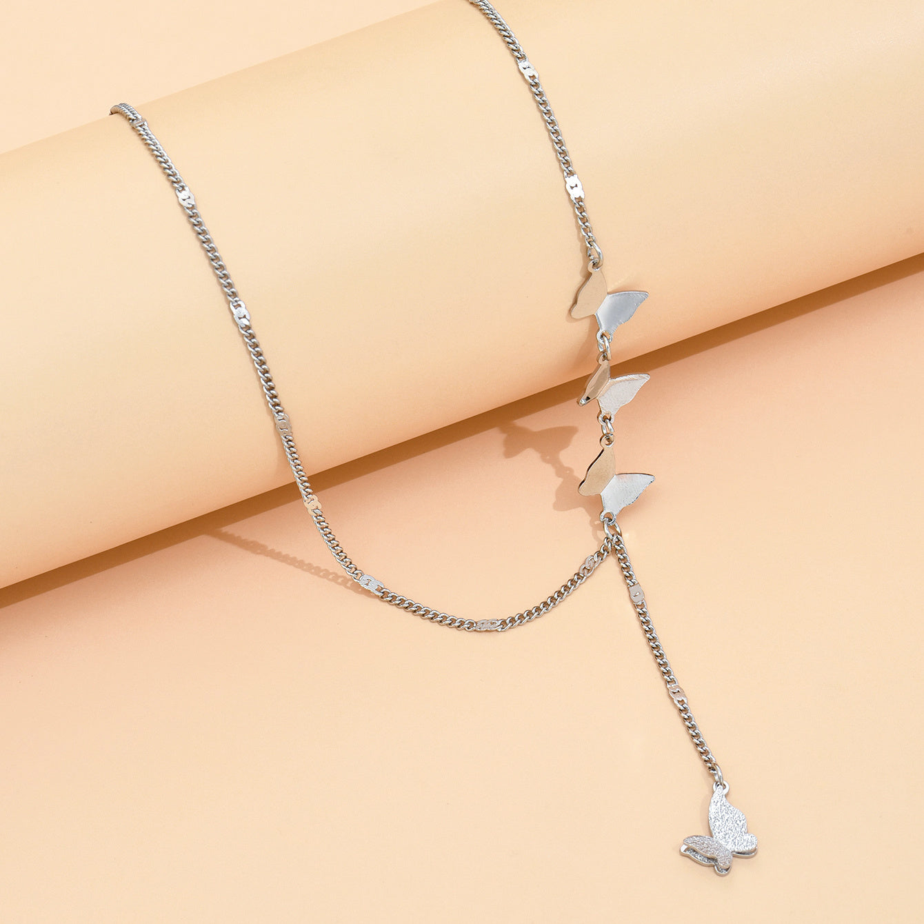 Y-chain necklace butterfly pendant elegant neck jewelry women's jewelry