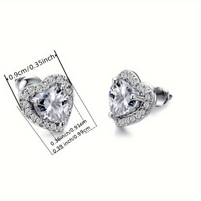 Heart stud earrings set with colorful shiny zircon romantic wedding stud earrings engagement party jewelry