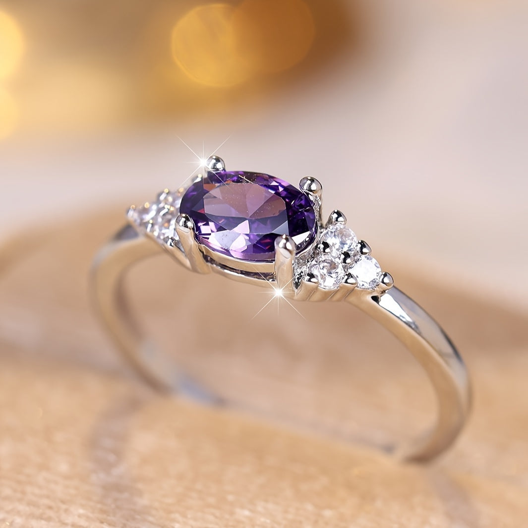 Elegant Bohemian Style Women's Engagement Ring - Copper Based, Unplated, Zircon Set for Everyday Wear and Parties