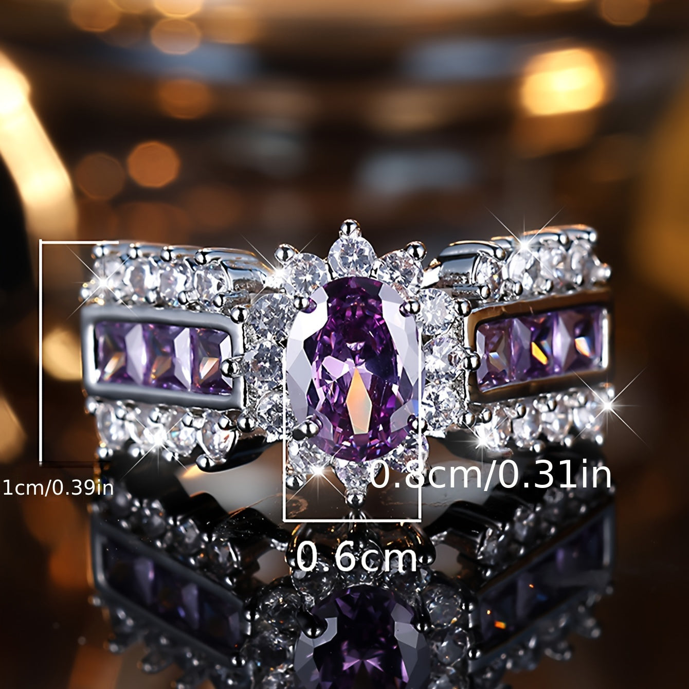 Elegant Bohemian Cocktail Ring with Oval Purple Zircon, Vintage Inspired Wedding Ring, Ladies Ring, Mother Ring, Jewelry Gift