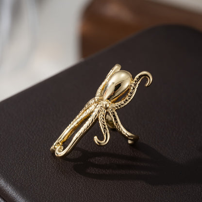 A classic and elegant octopus ear clip, copper fashion unplated ear clip, chic daily and party accessories jewelry, non-piercing design, single item