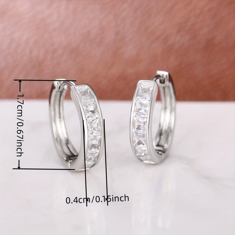 Simple zircon earrings, elegant and simple style, suitable for women's daily dating wear