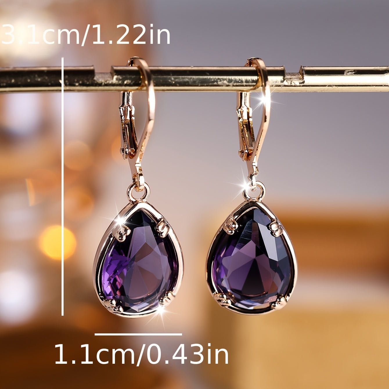 Elegant Purple Teardrop Earrings - Bohemian Copper Cubic Zirconia for Party and Everyday Gorgeous, Banquet Earrings