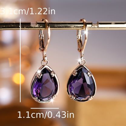 Elegant Purple Teardrop Earrings - Bohemian Copper Cubic Zirconia for Party and Everyday Gorgeous, Banquet Earrings