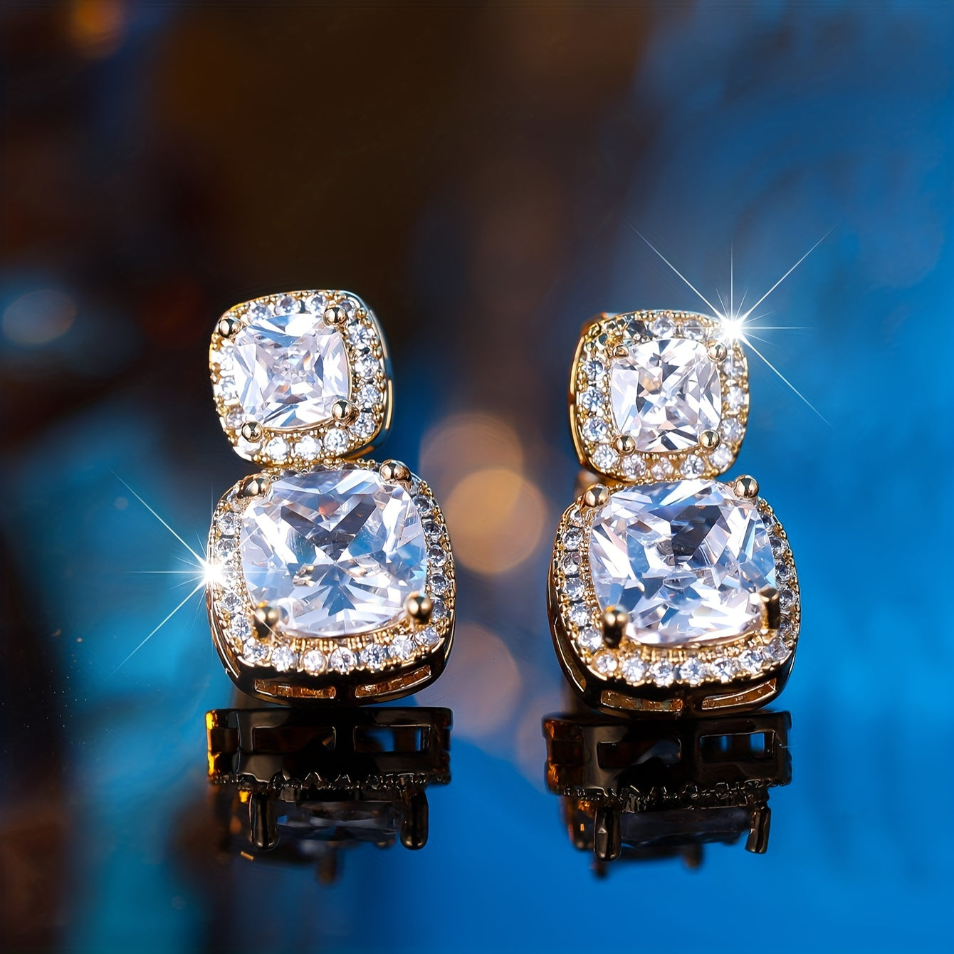 Luxury Shaped Stone Clip Earrings Stylish White Synthetic Zirconia Small Earrings Ladies Vintage Fashion Wedding Jewelry