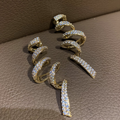 Spiral pattern shiny zircon inlaid pendant earrings, elegant luxury style, copper jewelry, exquisite women's gifts.