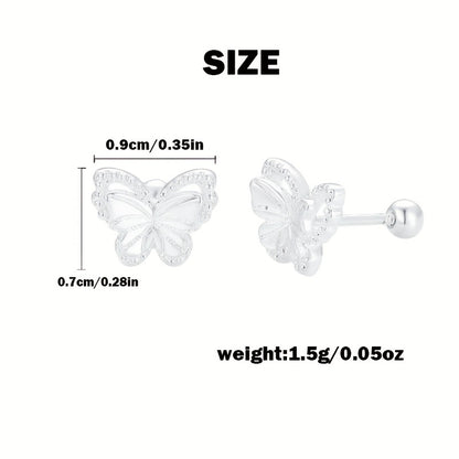 Silver butterfly earrings with S925 sterling silver stud earrings, hollow butterfly pattern, Women's fashion jewelry, earrings