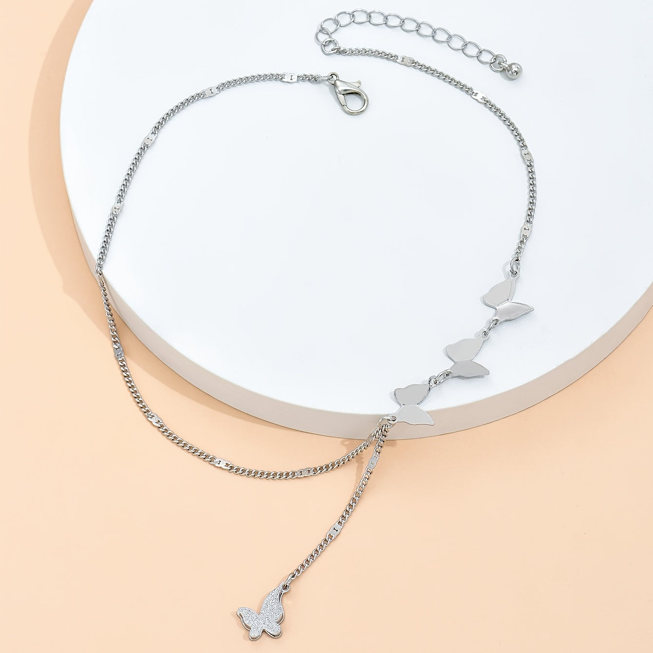 Y-chain necklace butterfly pendant elegant neck jewelry women's jewelry