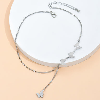 Y-chain necklace butterfly pendant elegant neck jewelry women's jewelry