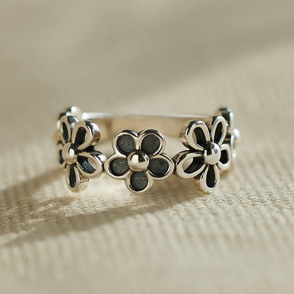 1 vintage elegant wreath women's black flower design bohemian alloy ring for everyday wear and parties