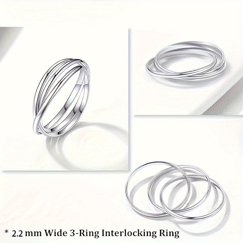 Stylish and innovative women's 3-ring stacking ring, casual daily wear, party ring, jewelry gift