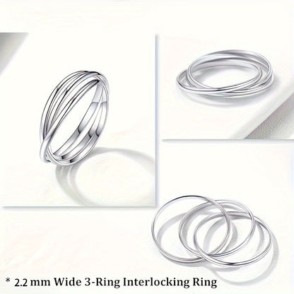 Stylish and innovative women's 3-ring stacking ring, casual daily wear, party ring, jewelry gift
